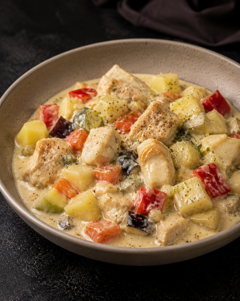 Курица сливочная с овощами